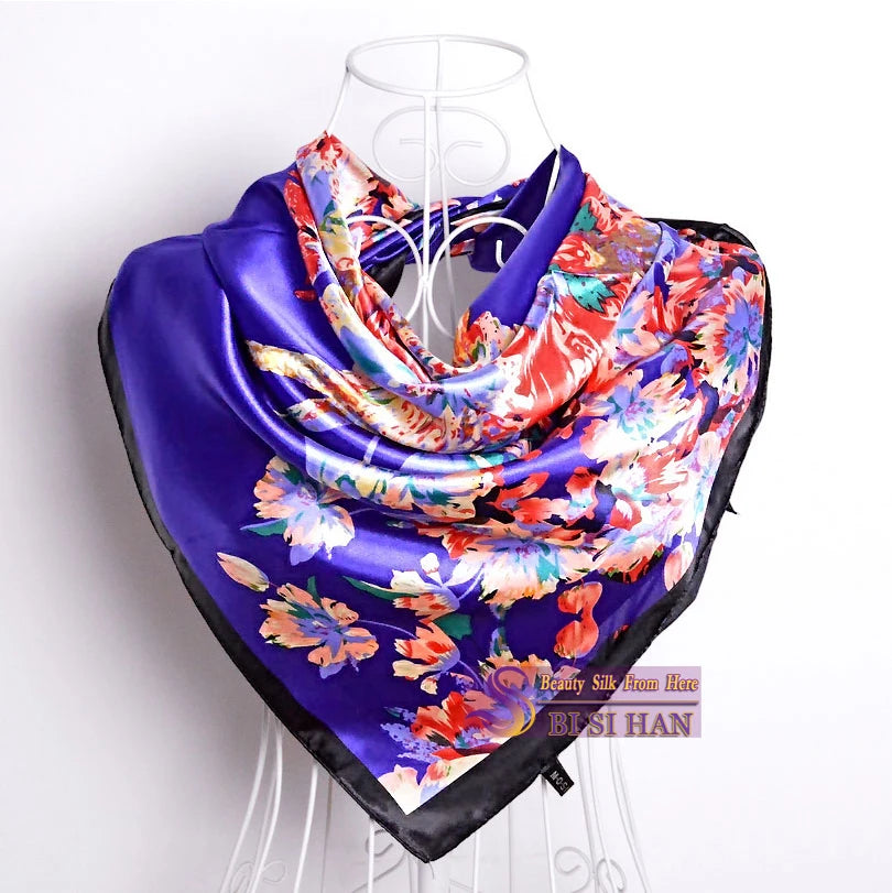 BYSIFA Fashionable Women’s Multifunctional Printed Scarf - All-Season 90x90cm Polyester Shawl