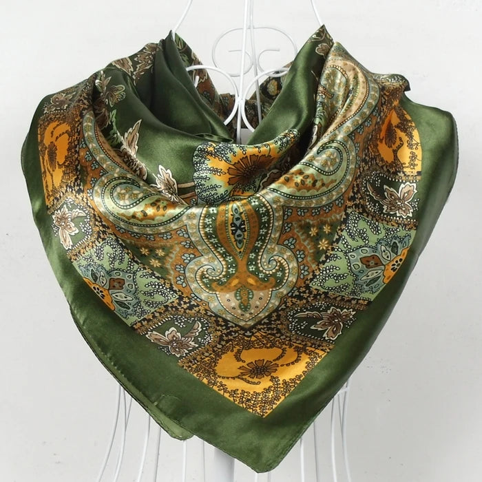 BYSIFA Fashionable Women’s Multifunctional Printed Scarf - All-Season 90x90cm Polyester Shawl