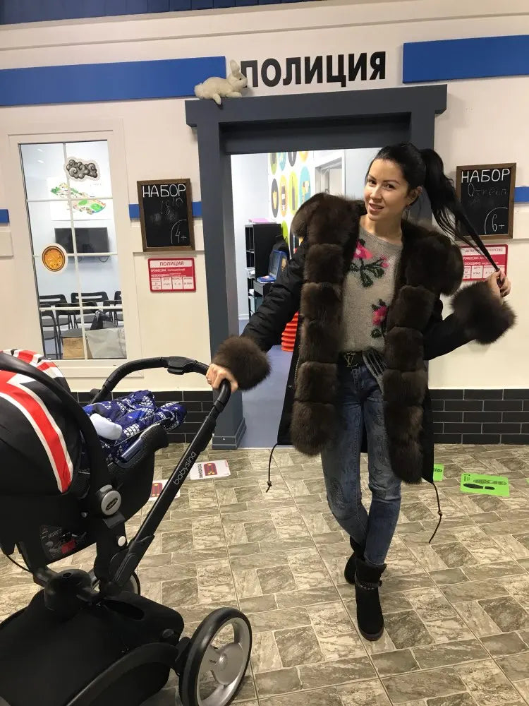 OFTBUY Women's Winter Real Fox Fur Collar Jacket - Warm, Stylish, and Cozy