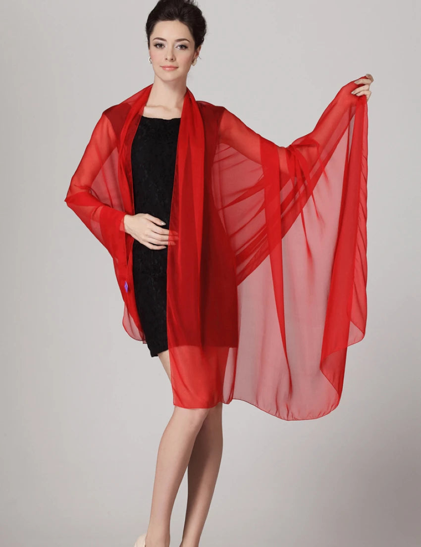 BYSIFA 100% Silk Solid Red Scarf for Women – Multifunctional Shawl, Wrap, and Pashmina for All Seasons