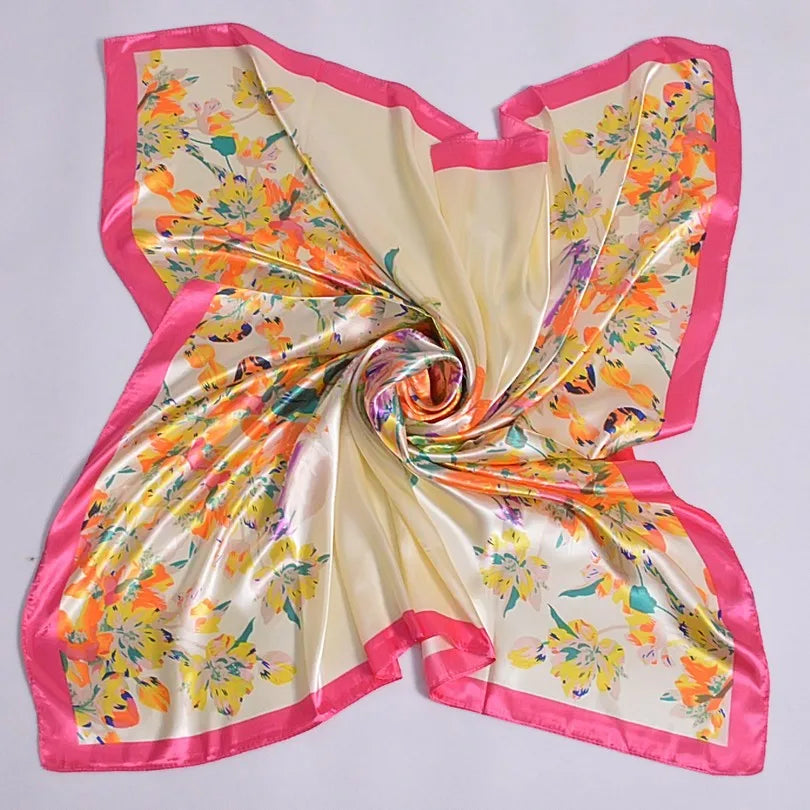 BYSIFA Fashionable Women’s Multifunctional Printed Scarf - All-Season 90x90cm Polyester Shawl