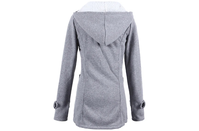 Hallolilla Women's Hooded Zip-Up Fleece Sweatshirt – Casual Loose Fit for Winter