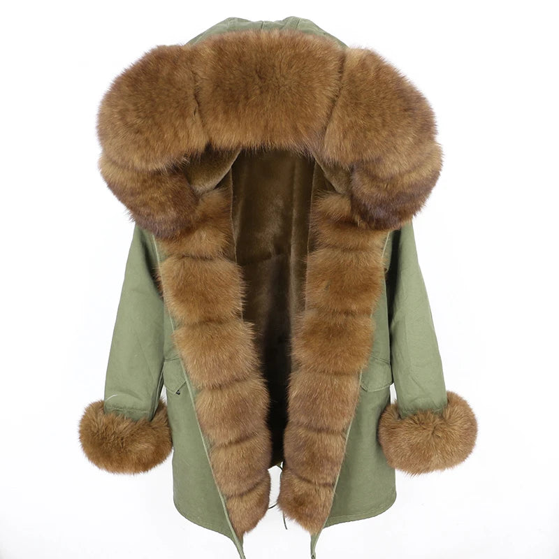 OFTBUY Women's Winter Real Fox Fur Collar Jacket - Warm, Stylish, and Cozy