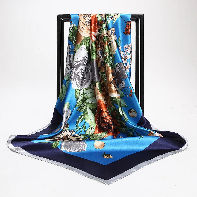 BYSIFA Fashionable Women’s Multifunctional Printed Scarf - All-Season 90x90cm Polyester Shawl