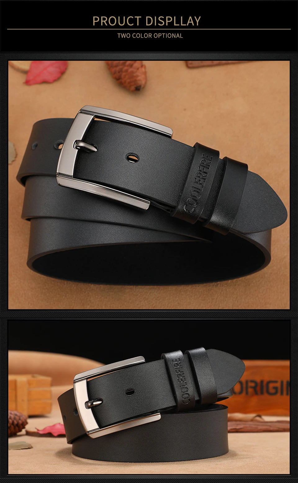 NoEnName_Null Casual PU Belt for Men - Adjustable, Durable, Stylish Accessory