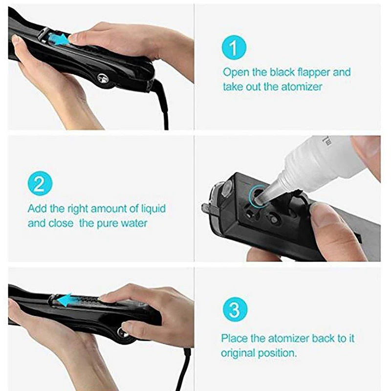 UKLISS Wet and Dry Hair Straightener Tourmaline Ceramic Hot Comb with Steam and Ion Technology Black White
