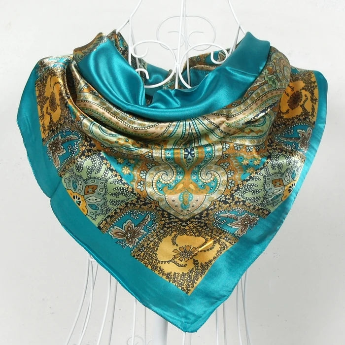 BYSIFA Fashionable Women’s Multifunctional Printed Scarf - All-Season 90x90cm Polyester Shawl