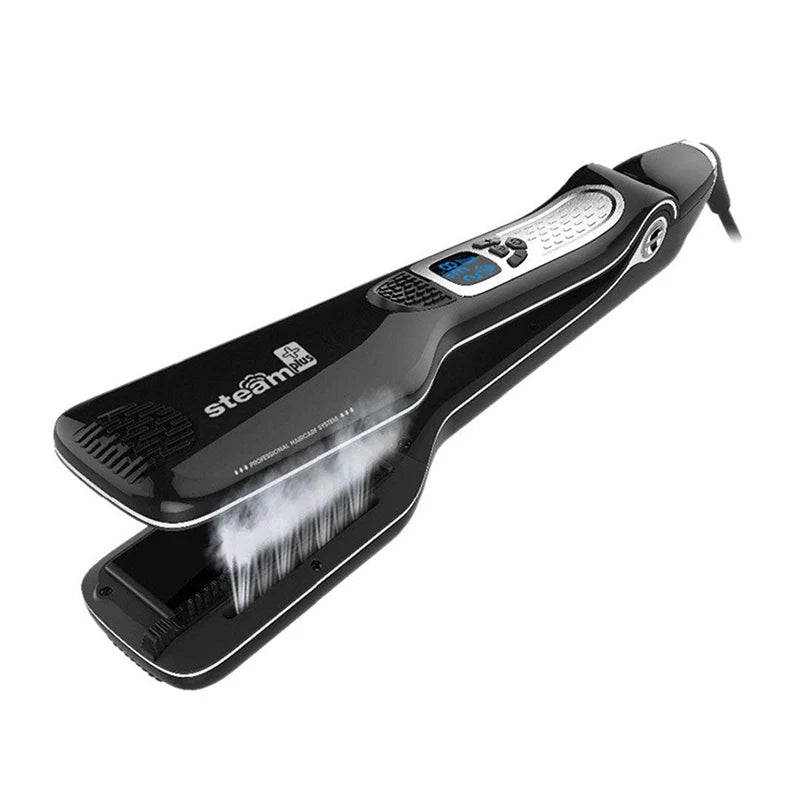 UKLISS Wet and Dry Hair Straightener Tourmaline Ceramic Hot Comb with Steam and Ion Technology Black White