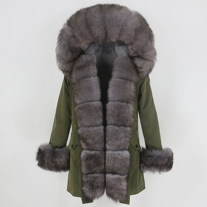 OFTBUY Women's Winter Real Fox Fur Collar Jacket - Warm, Stylish, and Cozy