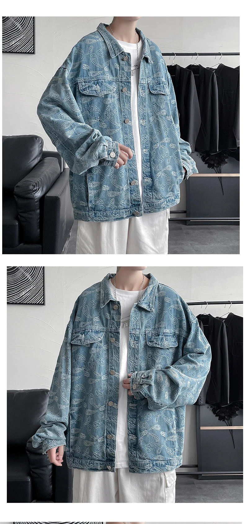 YrightMwrong High Street Floral Denim Jacket - Stylish, Casual Outerwear for Spring and Autumn