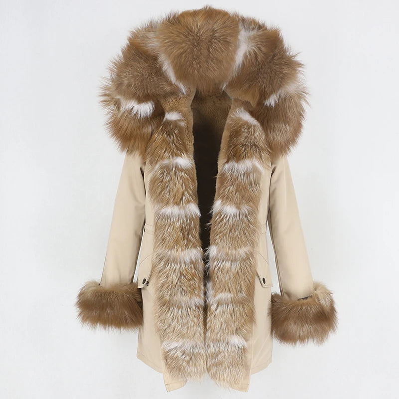 OFTBUY Women's Winter Real Fox Fur Collar Jacket - Warm, Stylish, and Cozy