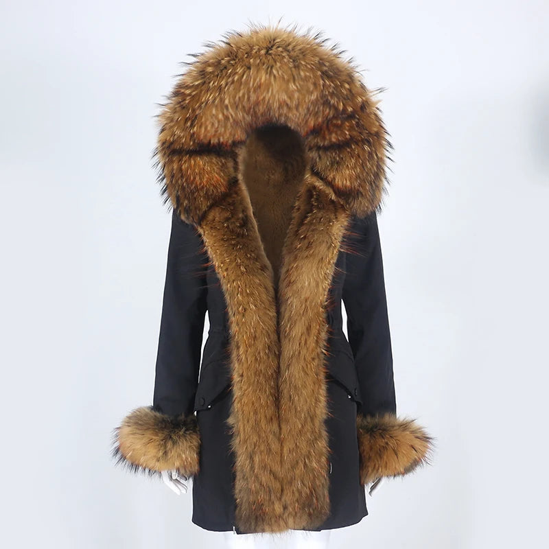 OFTBUY Women's Winter Real Fox Fur Collar Jacket - Warm, Stylish, and Cozy