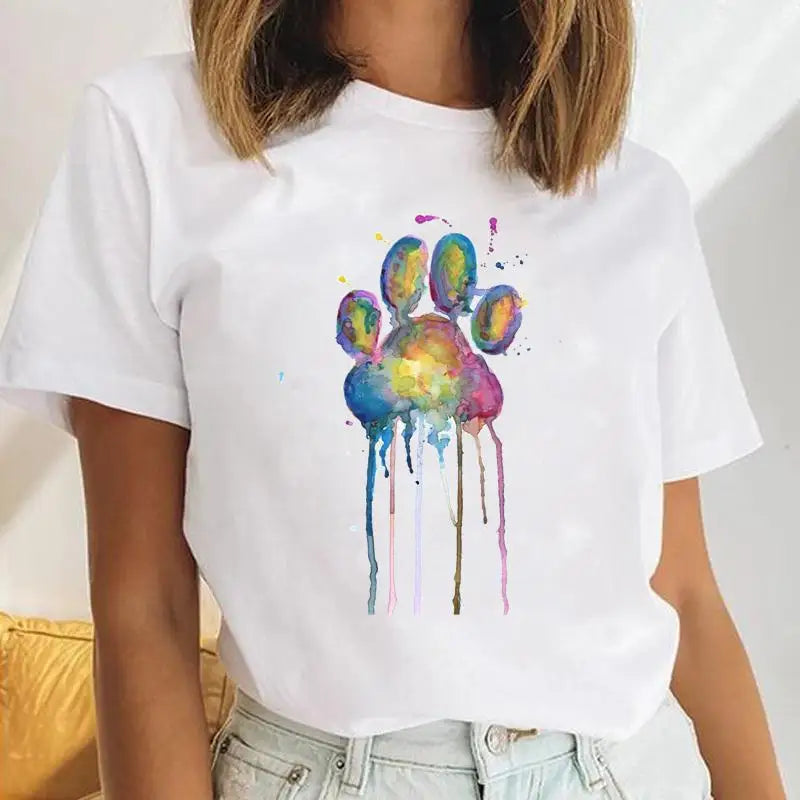 Youzhao Women's Cartoon Print Casual O-Neck T-shirt – Summer Top