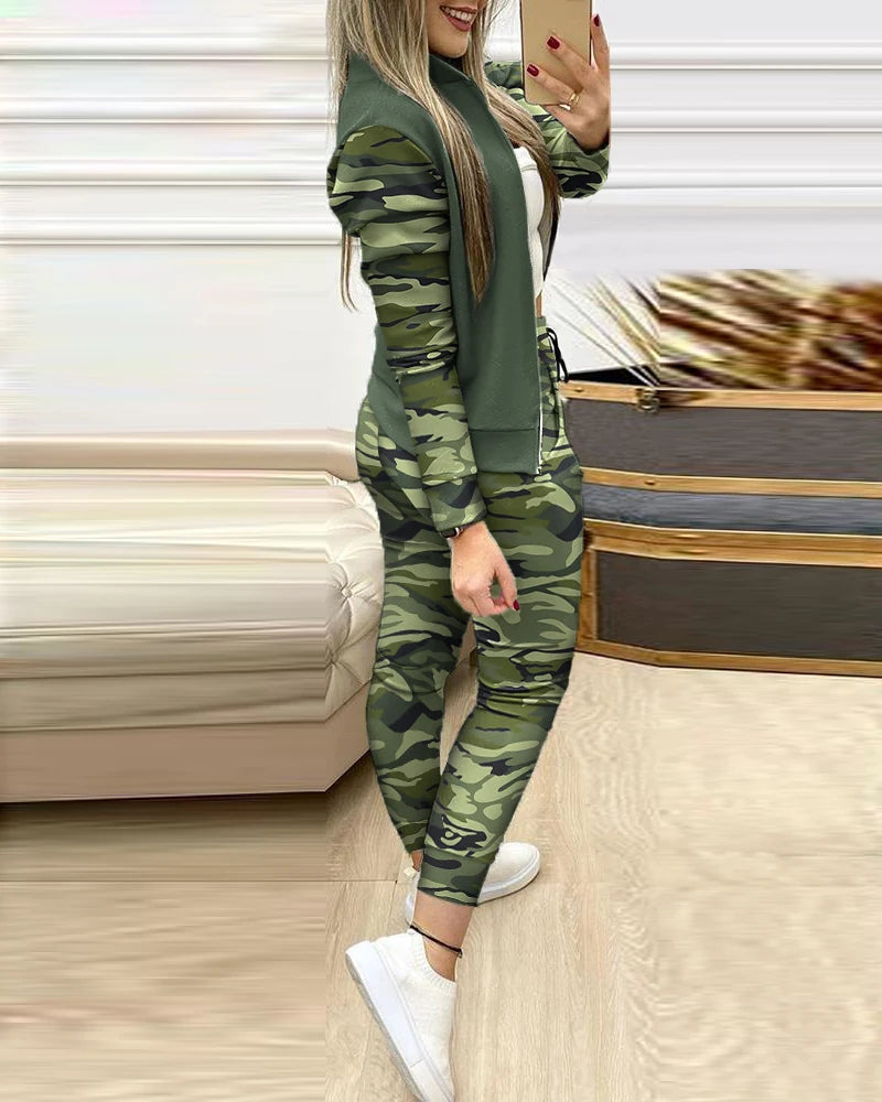 FiLiFiTi Women's Streetwear Sequined Zippered Tracksuit Set – Autumn/Winter 2023