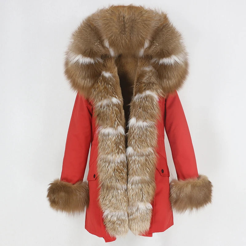 OFTBUY Women's Winter Real Fox Fur Collar Jacket - Warm, Stylish, and Cozy