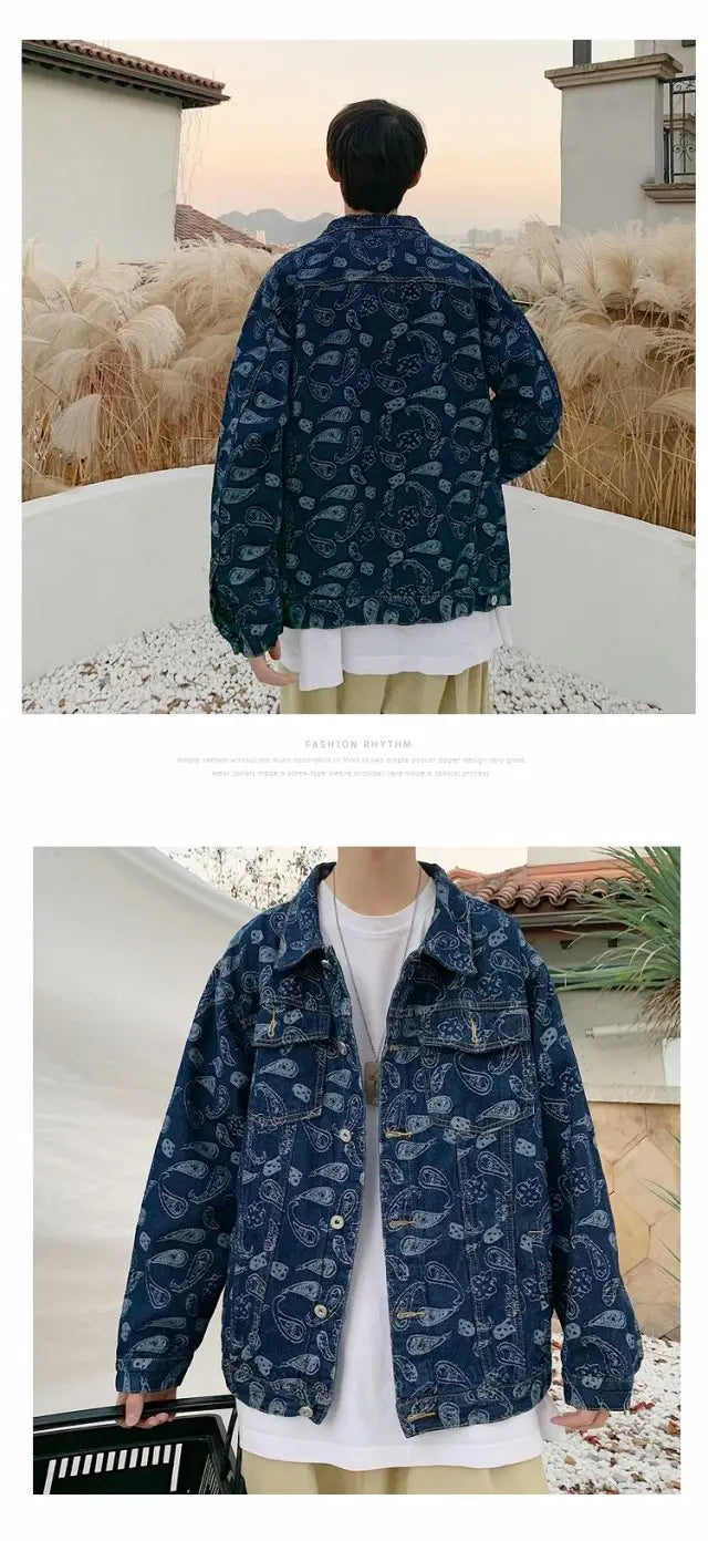 YrightMwrong High Street Floral Denim Jacket - Stylish, Casual Outerwear for Spring and Autumn