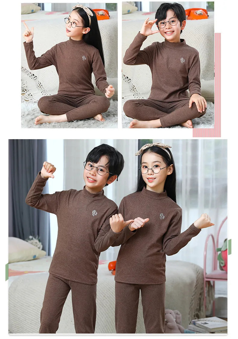 XJYIYUANLC Unisex Cartoon Print Homewear Set for Kids (Ages 7-13Y)
