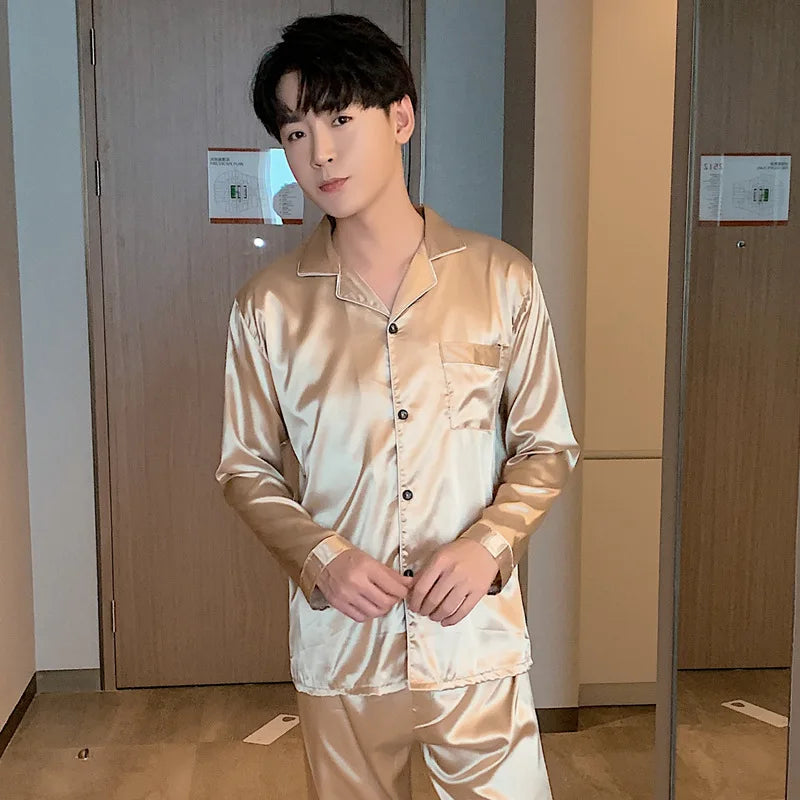 Song of Silk Women's Satin Pajama Set - Full-Length Solid Silk Sleepwear