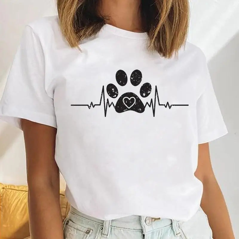 Youzhao Women's Cartoon Print Casual O-Neck T-shirt – Summer Top