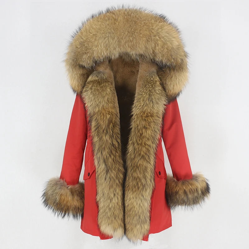 OFTBUY Women's Winter Real Fox Fur Collar Jacket - Warm, Stylish, and Cozy