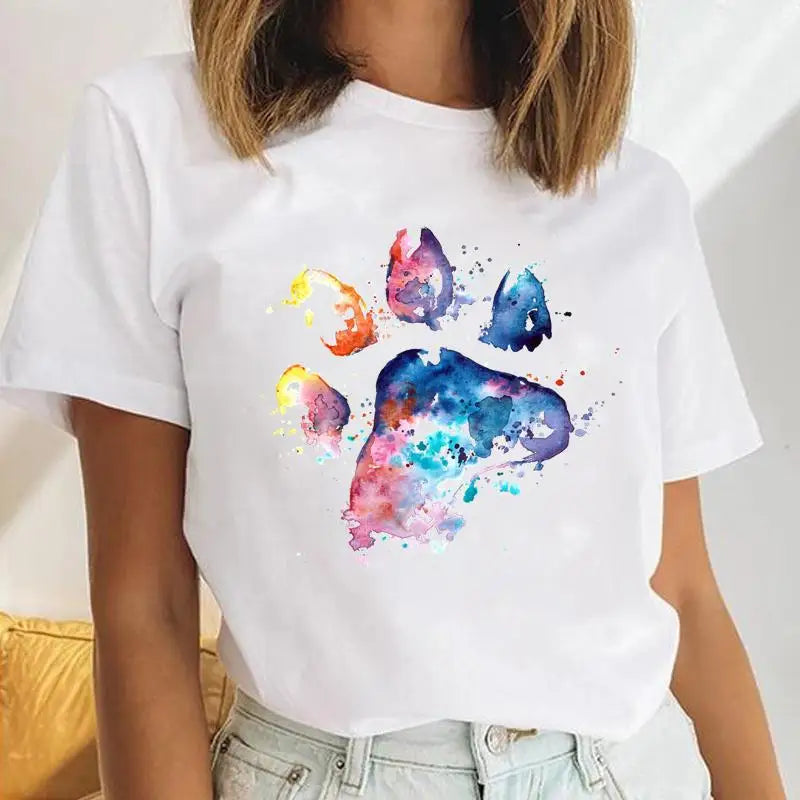 Youzhao Women's Cartoon Print Casual O-Neck T-shirt – Summer Top