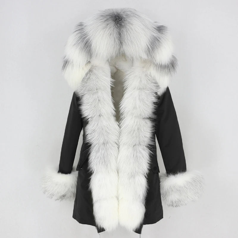 OFTBUY Women's Winter Real Fox Fur Collar Jacket - Warm, Stylish, and Cozy