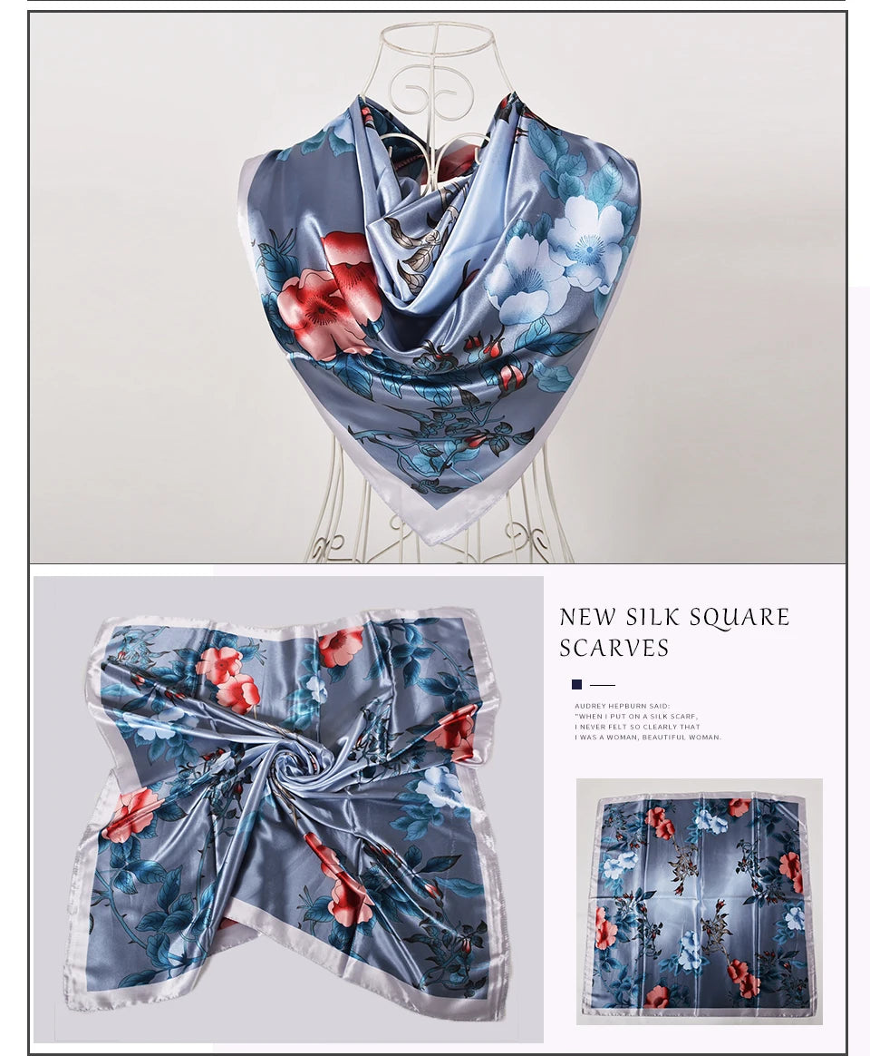 BYSIFA Fashionable Women’s Multifunctional Printed Scarf - All-Season 90x90cm Polyester Shawl
