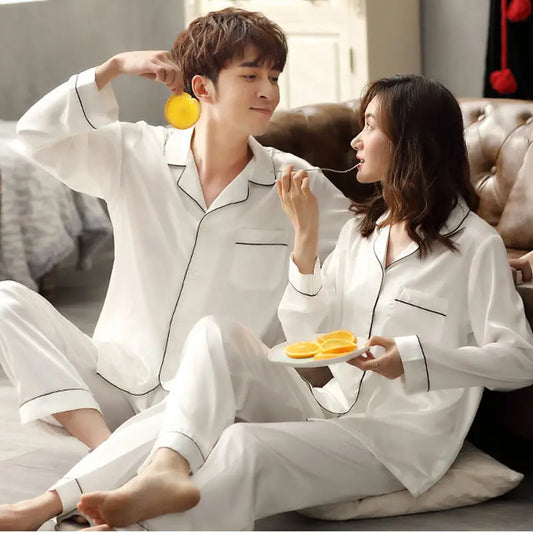 Song of Silk Women's Satin Pajama Set - Full-Length Solid Silk Sleepwear