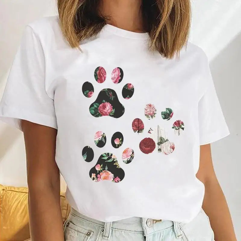 Youzhao Women's Cartoon Print Casual O-Neck T-shirt – Summer Top