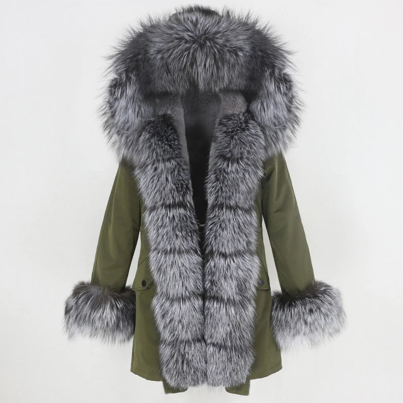 OFTBUY Women's Winter Real Fox Fur Collar Jacket - Warm, Stylish, and Cozy