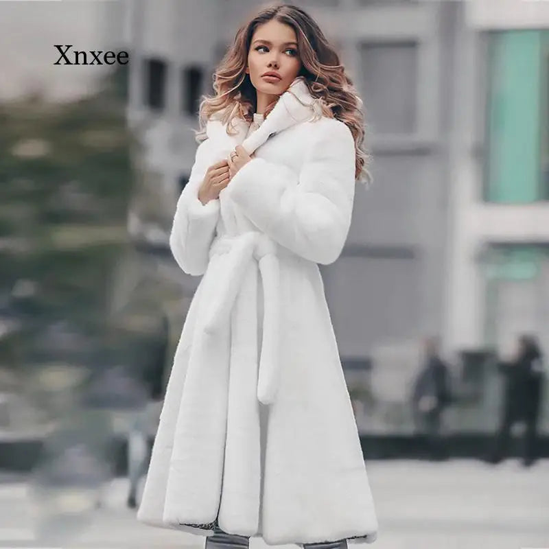  Rebicoo Women's Faux Fur Slim Casual Coat - Stylish Turn-Down Collar for Autumn & Winter