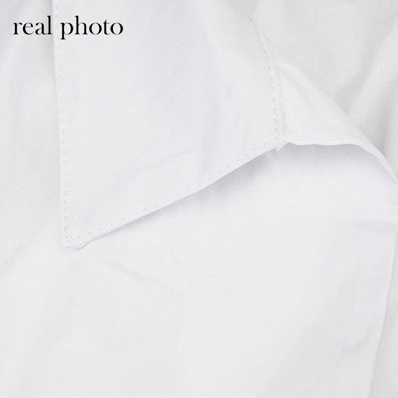 Simenual Women’s Streetwear Casual Shirt with Puff Sleeves – Slim Fit, Solid Pattern, Single Button Closure