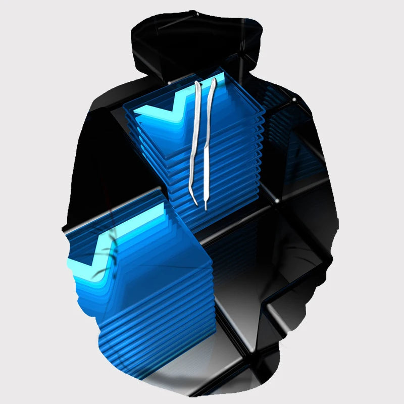 Title: Men's Casual Hooded Hoodie with Print Design by NoEnName_Null – Perfect for Spring and Autumn