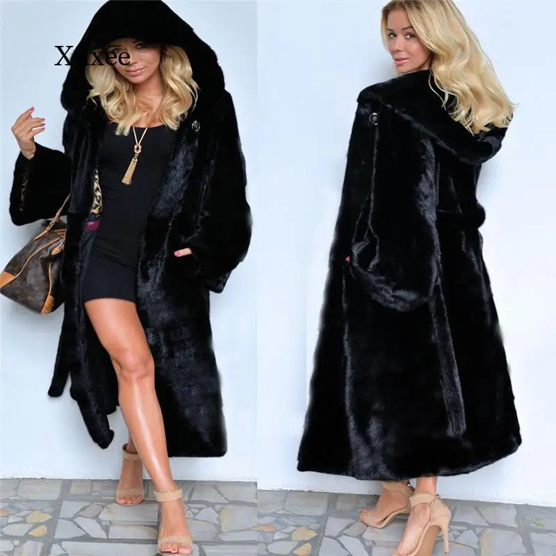  Rebicoo Women's Faux Fur Slim Casual Coat - Stylish Turn-Down Collar for Autumn & Winter