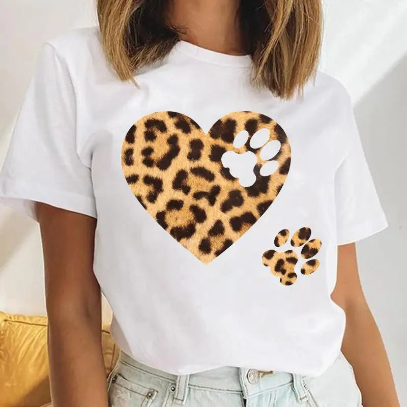 Youzhao Women's Cartoon Print Casual O-Neck T-shirt – Summer Top