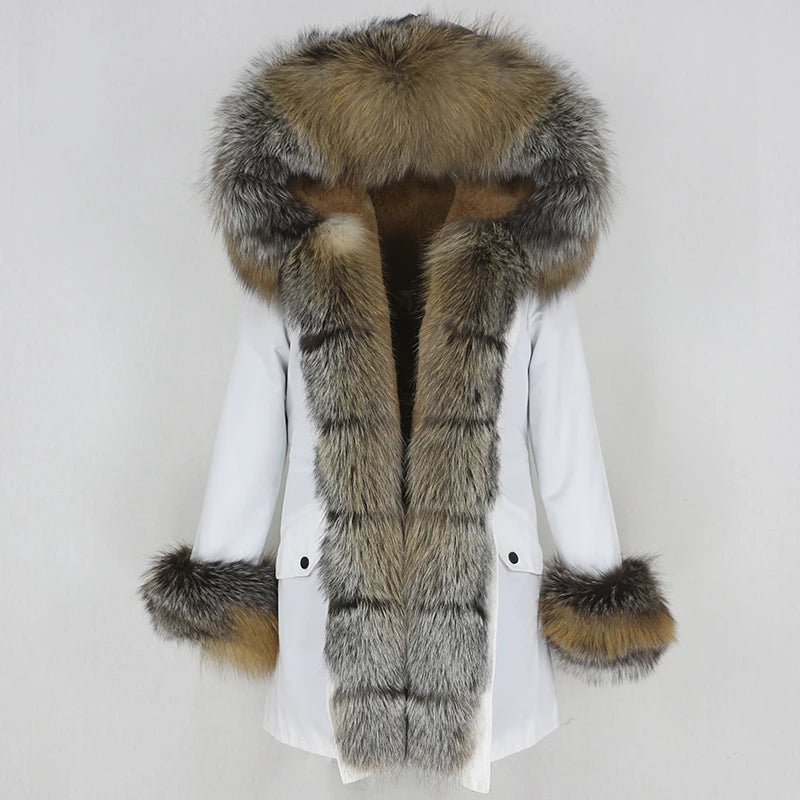OFTBUY Women's Winter Real Fox Fur Collar Jacket - Warm, Stylish, and Cozy