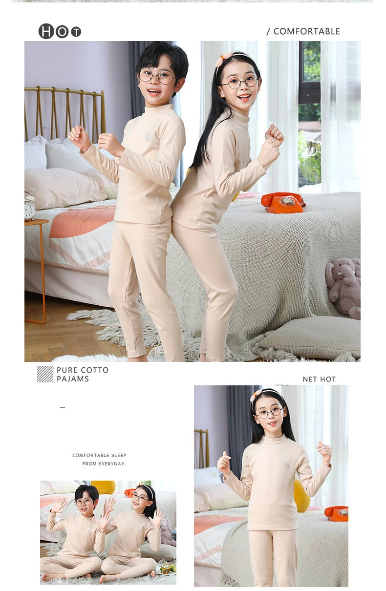 XJYIYUANLC Unisex Cartoon Print Homewear Set for Kids (Ages 7-13Y)