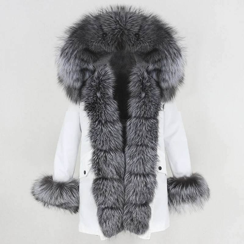 OFTBUY Women's Winter Real Fox Fur Collar Jacket - Warm, Stylish, and Cozy