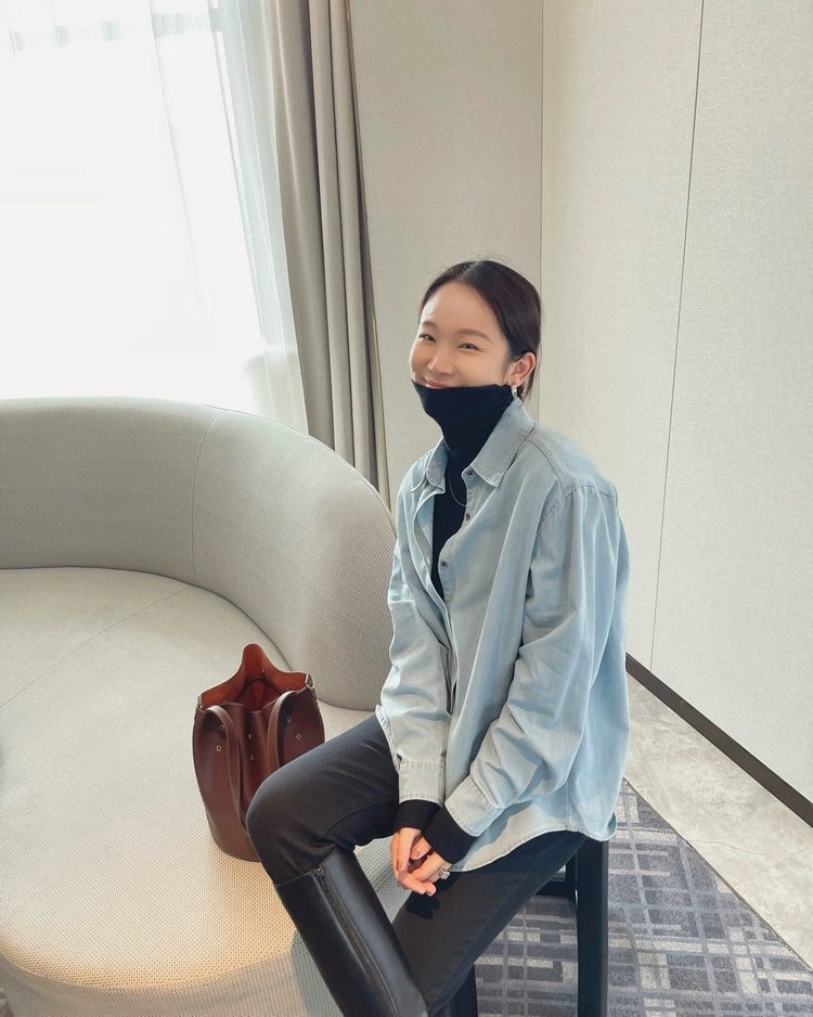 JINGONI Women's Vintage Loose-Fit Casual Shirt – Polo-Neck, Button Closure