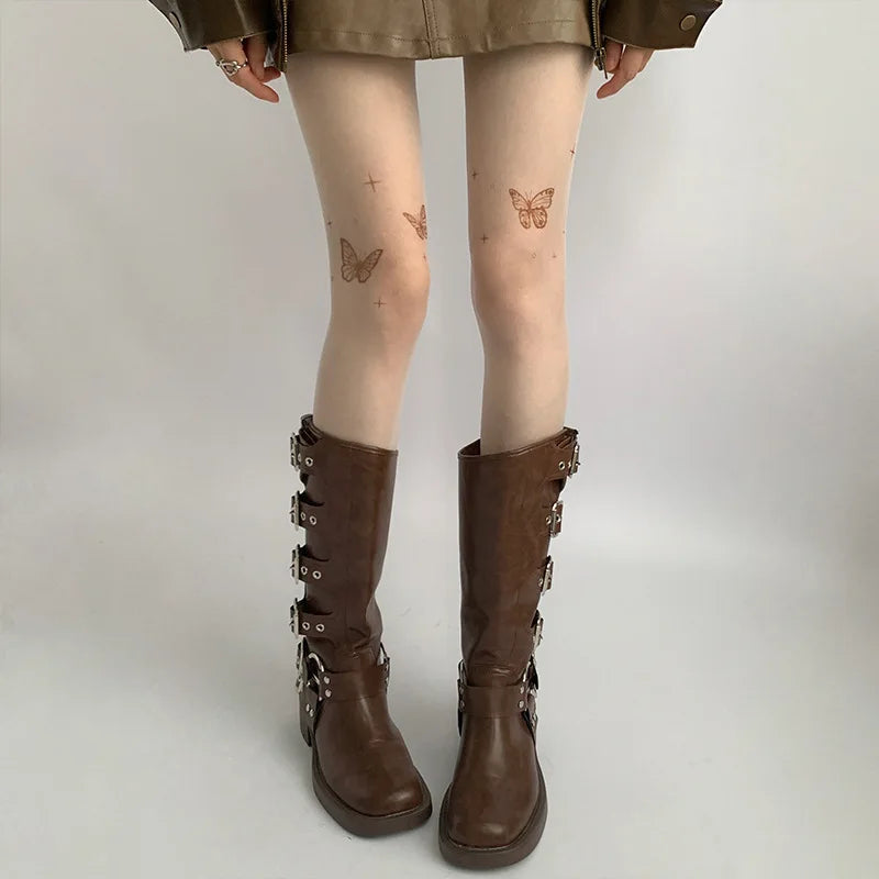 NoEnName_Null Printed Nylon Women's Tight – Thin, Comfortable, and Stylish