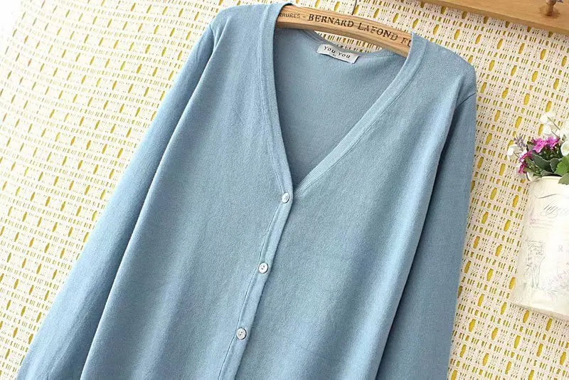 Women’s Slim Fit Single-Breasted V-Neck Casual Cardigan – Autumn/Winterr