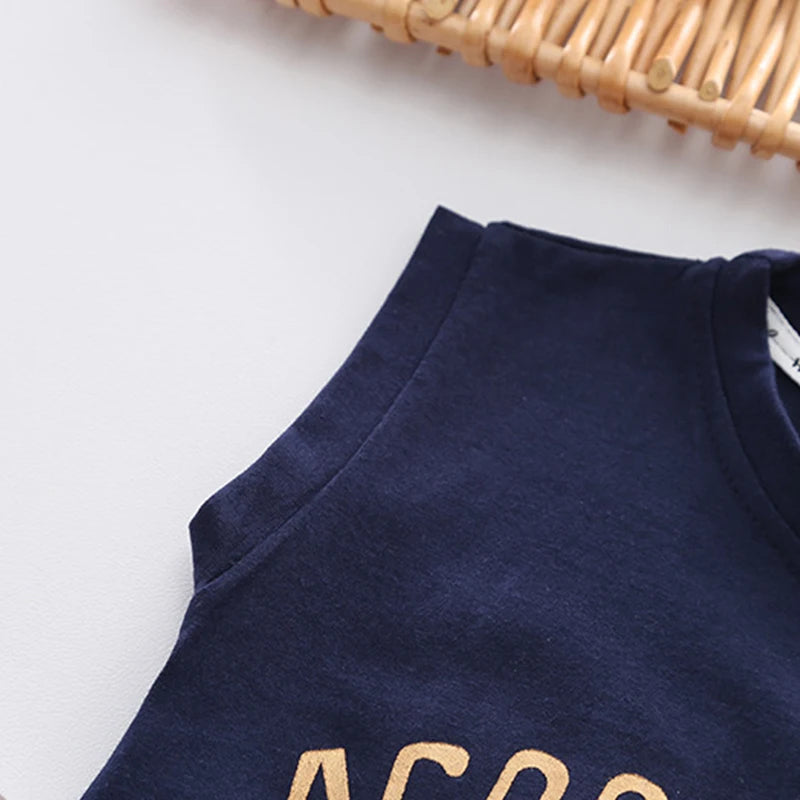 NoEnName_Null Summer Cartoon Cotton Set for Boys (1-3Y) – Sleeveless Pullover Outfit