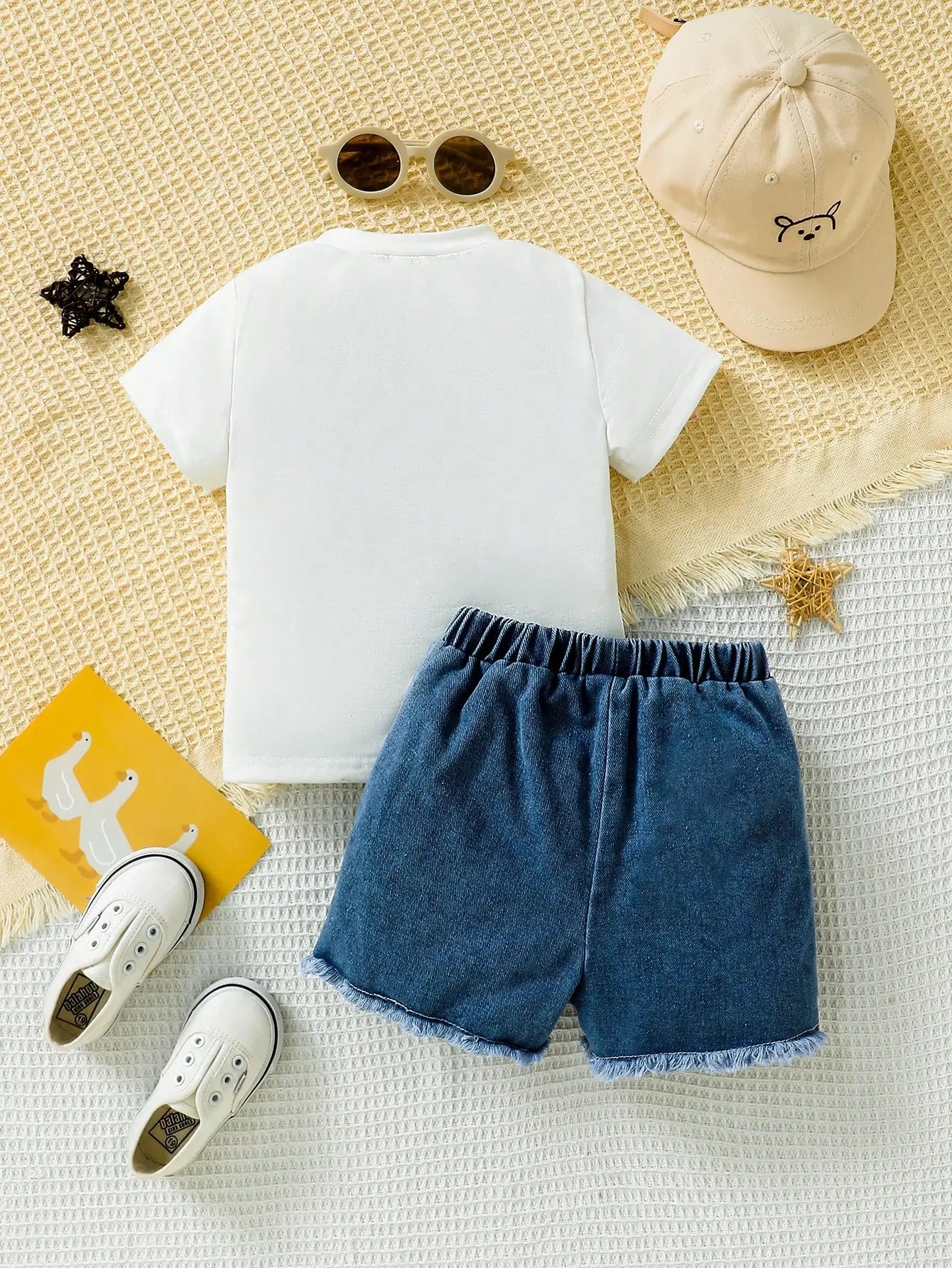 Sporty Baby Boy Summer Outfit Set – Lightweight Letter Print Coat & Shorts (0–2 Years)