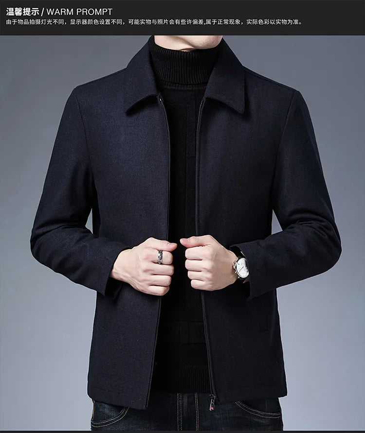 BULUOLANDI Men’s Casual Winter Jacket - Zipper Closure, Turn-down Collar, Regular Fit