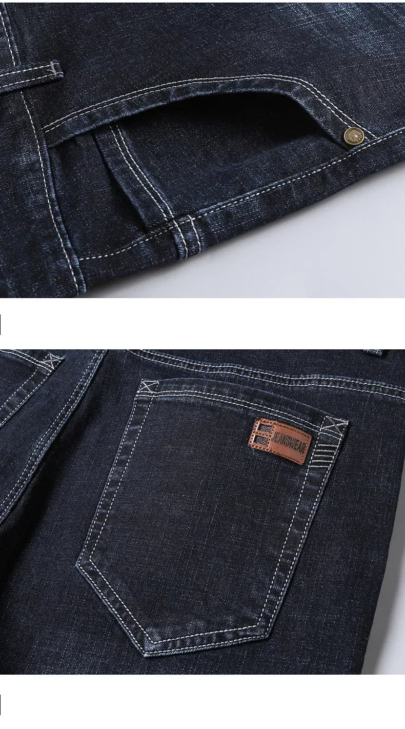Business Men's Stretch Jeans Autumn New Straight Casual Regular Classic Fashion Denim Trousers