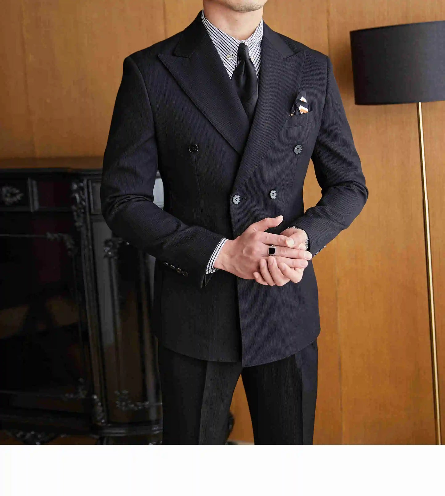 NSTOPOS Men's Business Slim Fit Double-Breasted Suit – Four Seasons Collection 2023