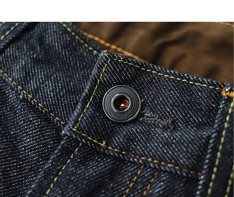 Iceupsnow Men’s Vintage High-Waist Loose Fit Plaid Denim Jeans - Full-Length Straight-Leg for Winter