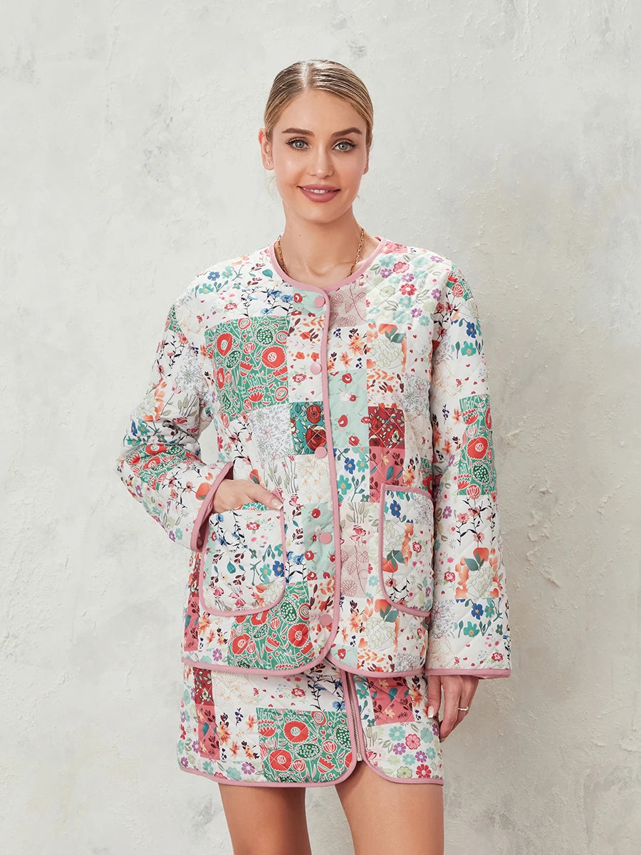 Hirigin Women’s Street Style Velvet Skirt Suit with Diamonds – All-Season Fashion