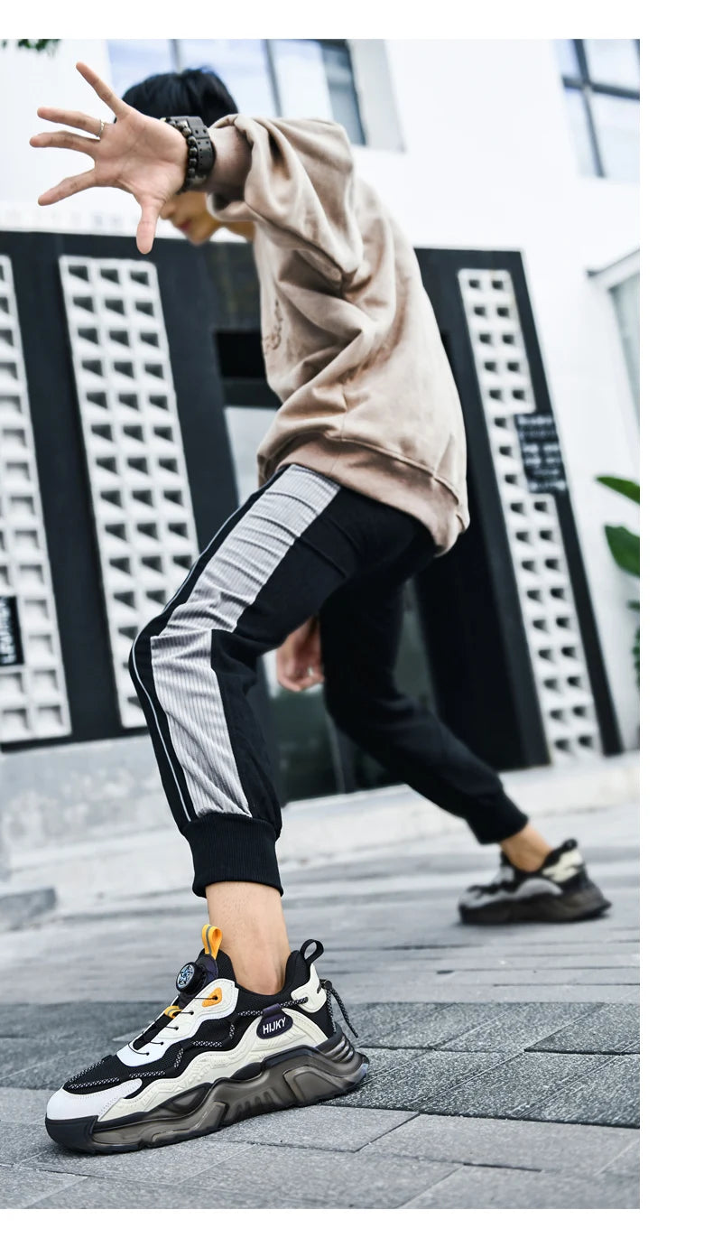 Yuzhy Men's Breathable Casual Lace-Up Shoes - Winter-Ready, Anti-Odor Sneakers