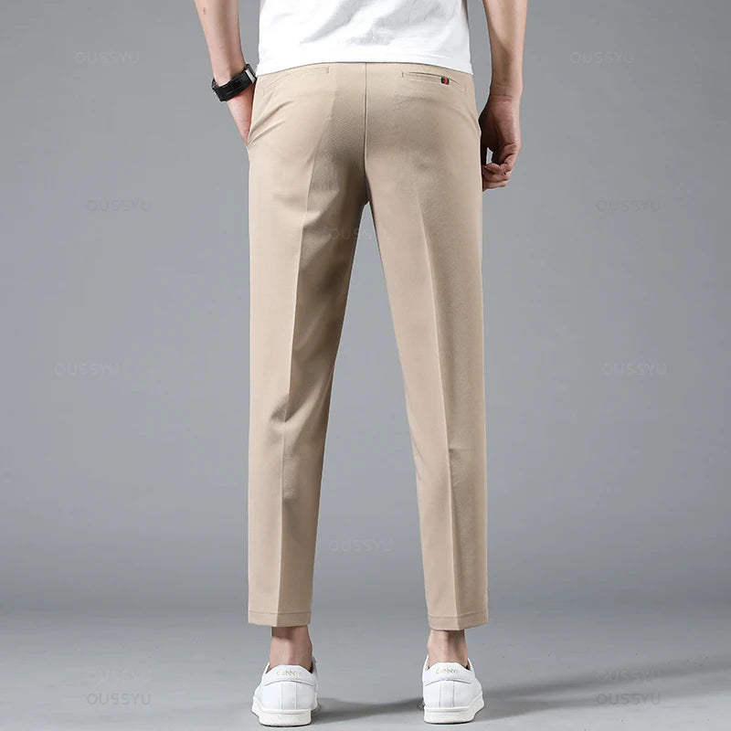 OUSSYU Men’s Smart Casual Straight-Leg Pants – Lightweight Summer Collection